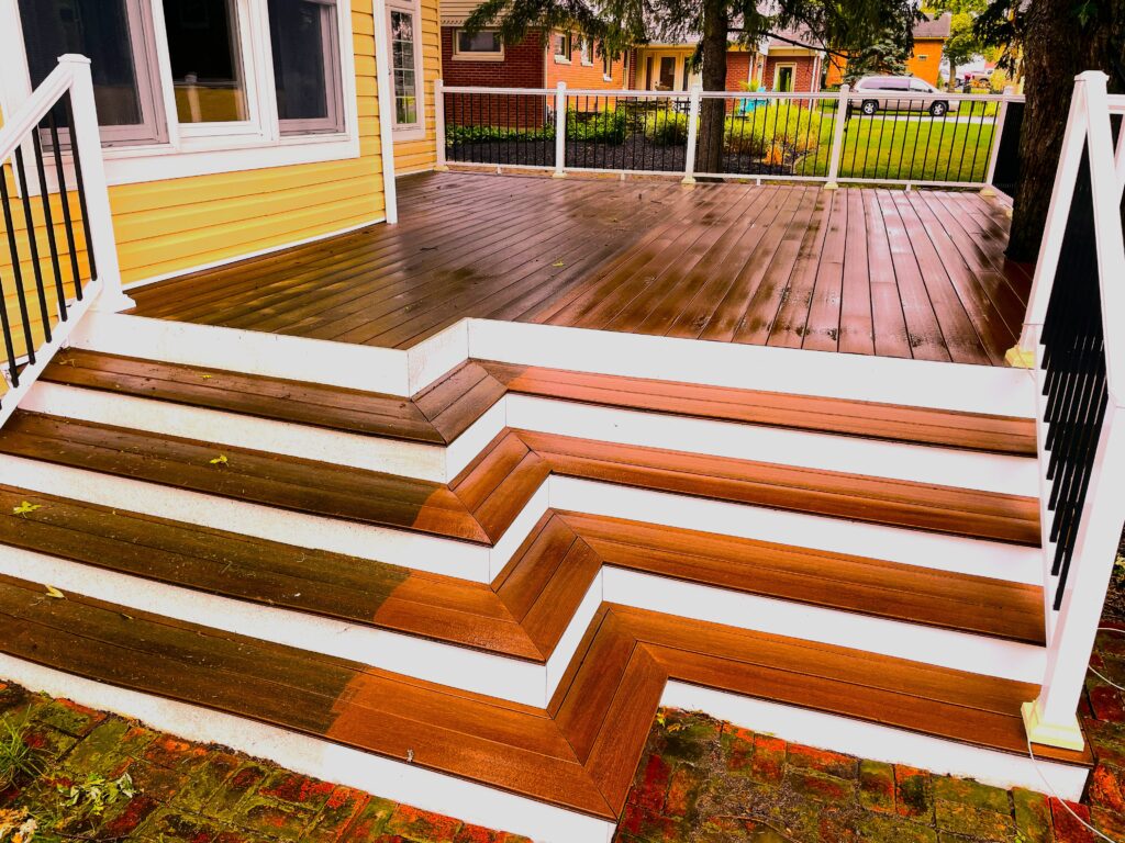 Wood deck cleaning and brightening in Lima, Ohio